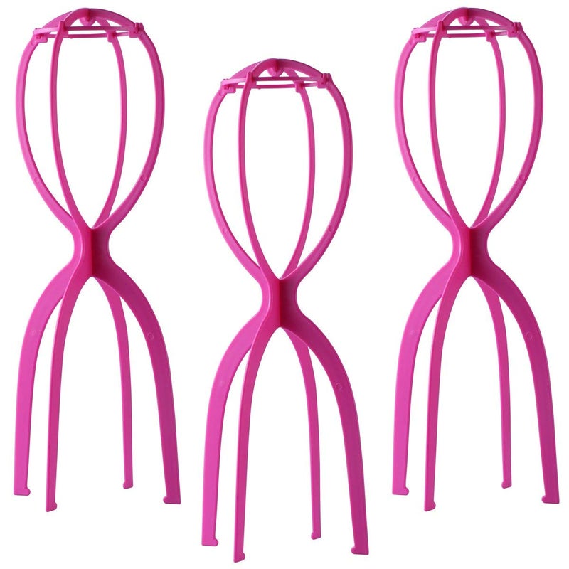 Dreamlover Wig Holder, Multiple Tall Stands for Long Wigs, Hot Pink, 3 Packs - Image 1